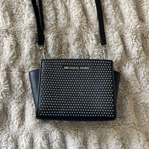 Michael Kors black studded crossbody! Includes 3 card slots inside